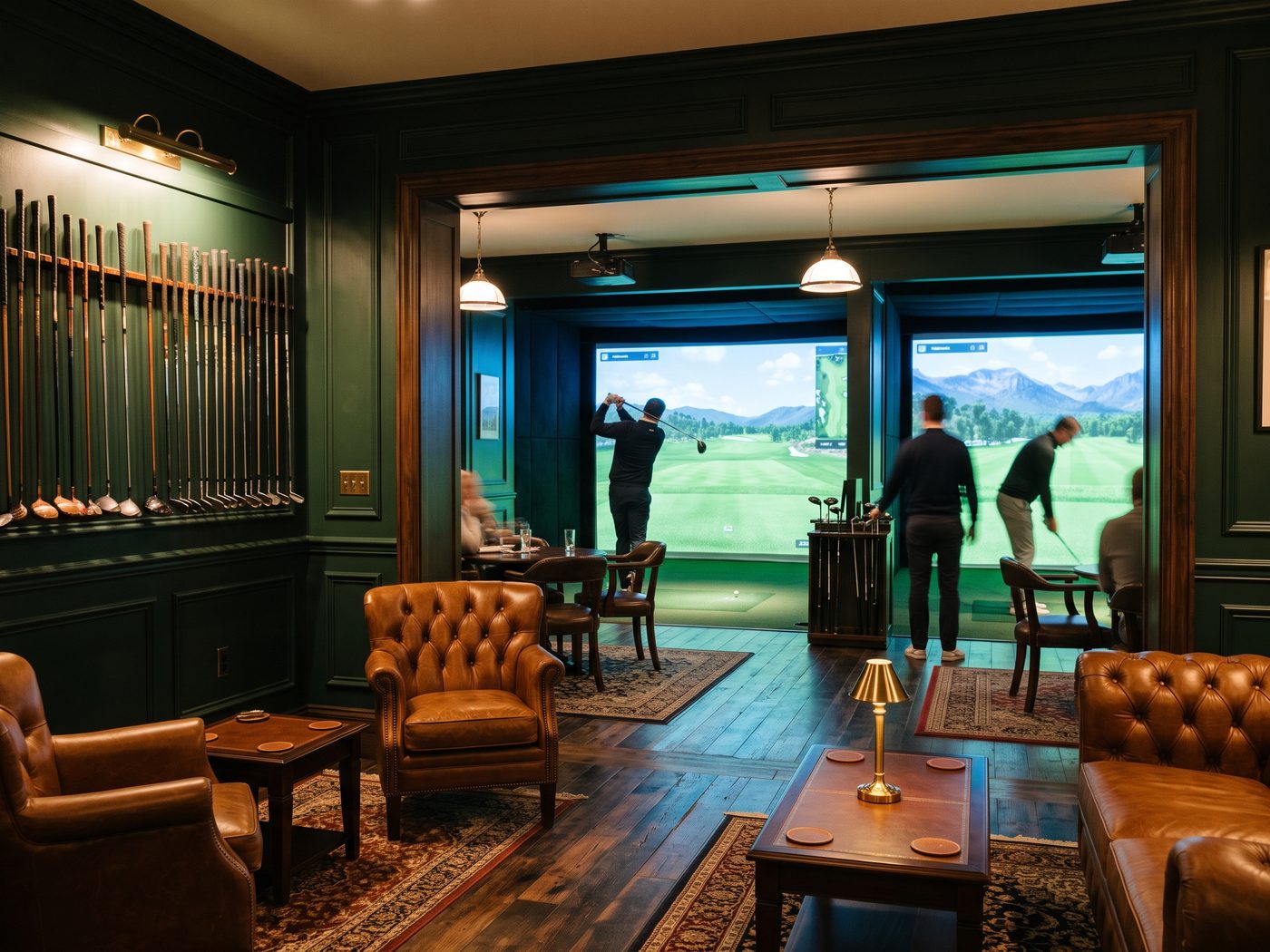 A modern golf simulator facility