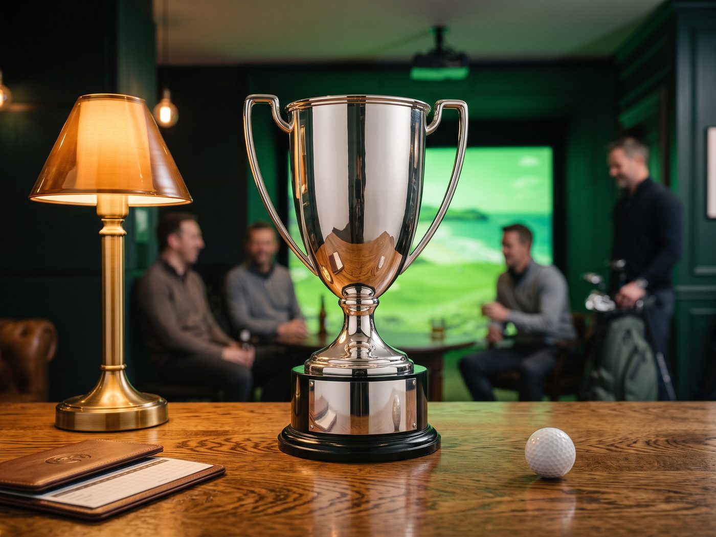 A simulator league trophy and leaderboard
